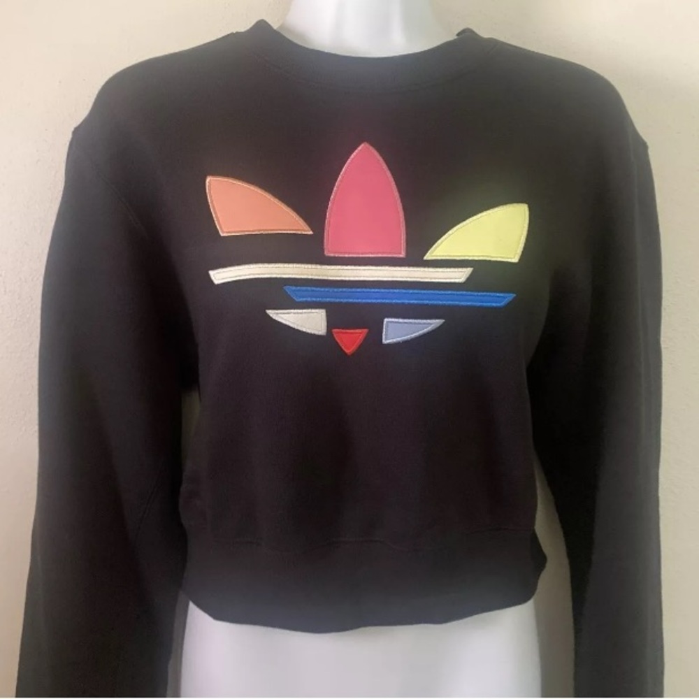 Adidas Womens Originals Shattered Trefoil Cropped Sweatshirt Size Small